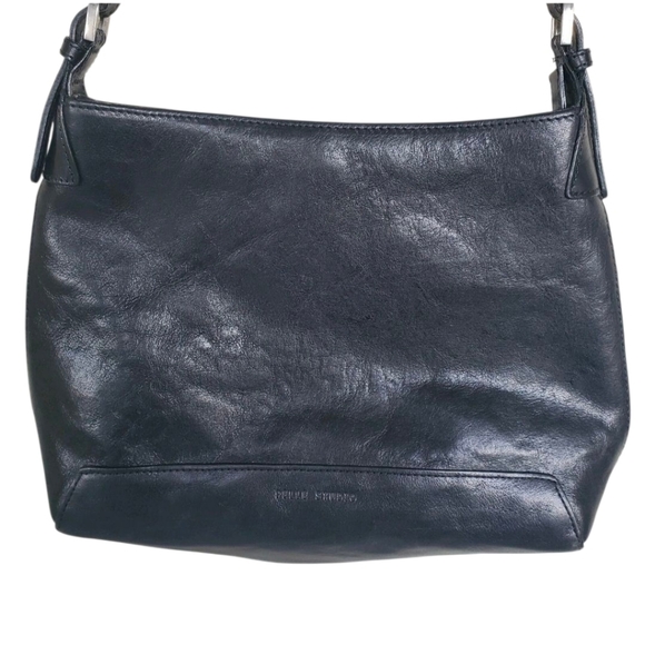 Wilsons Leather Pelle Studio Purse Black Zippered Adjustable Strap Shoulder Bag - Picture 6 of 16